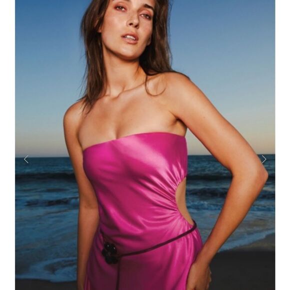 Reformation Nevaeh Strapless Satin Midi Dress $278 NEW - Picture 4 of 5